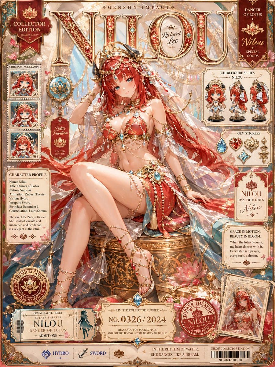 Genshin Impact Nilou Collector Poster — Ornate Anime Art