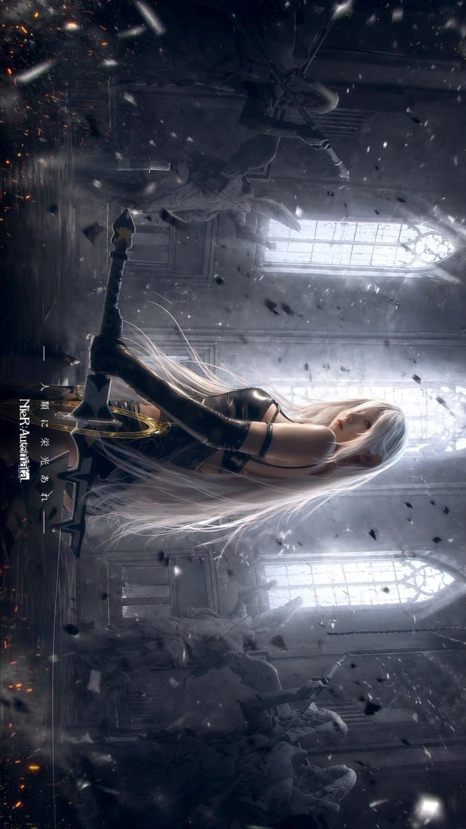 Gothic Android Warrior — Dark Fantasy Cathedral Key Visual Prompt