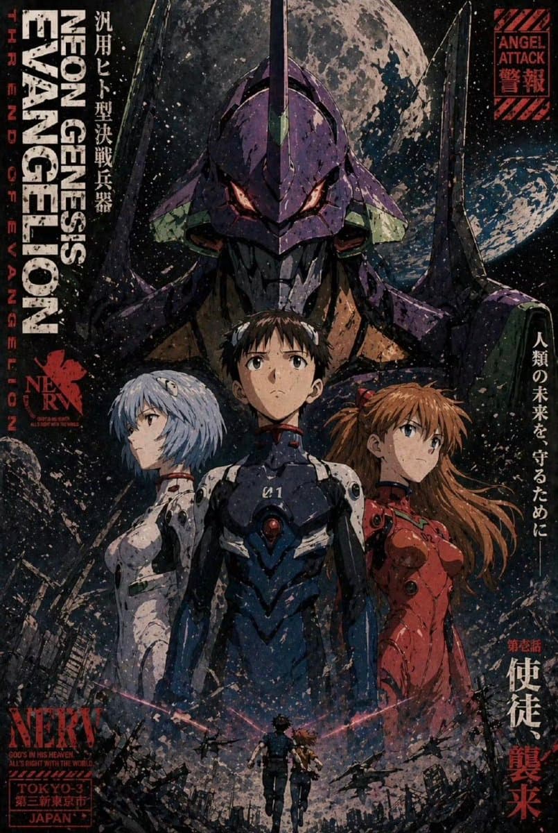 Retro Evangelion Mecha Poster — AI Prompt