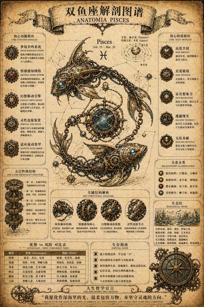 Steampunk Zodiac Anatomy Poster — Sora 2 Prompt