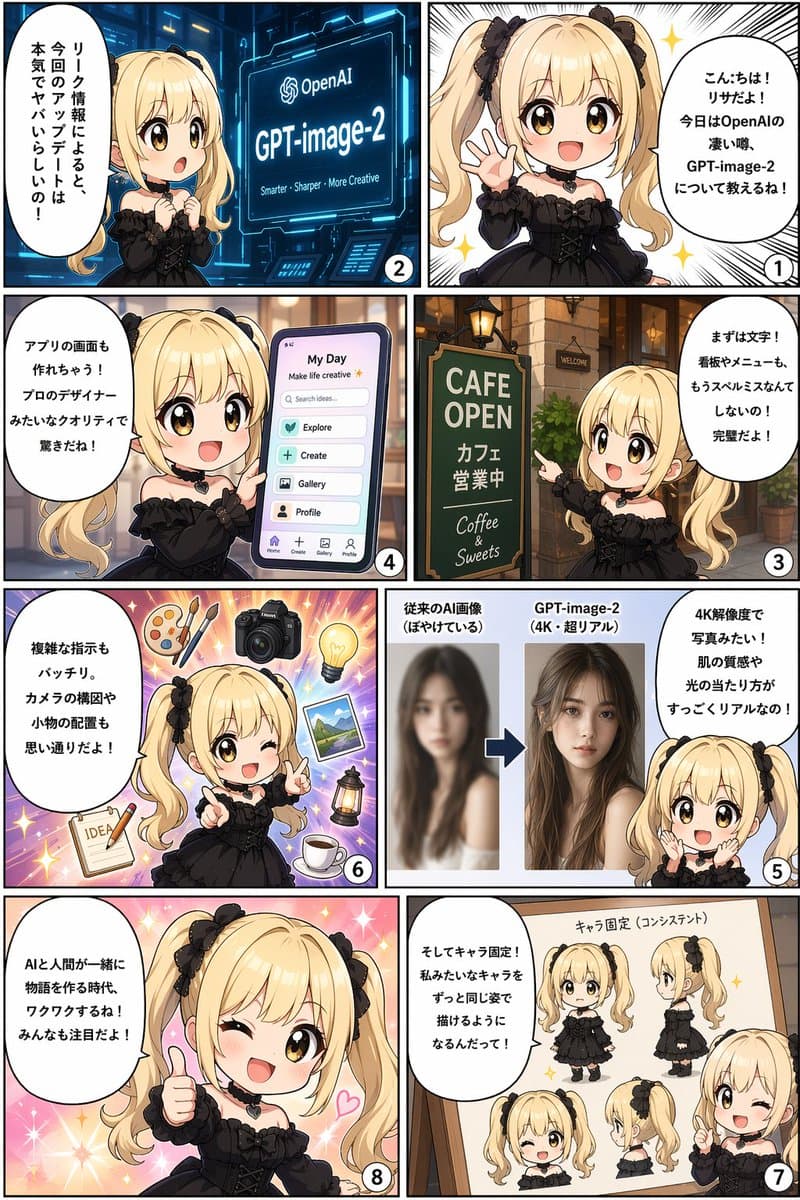 8-Panel Comic Infographic — GPT-image-2 Features Explained