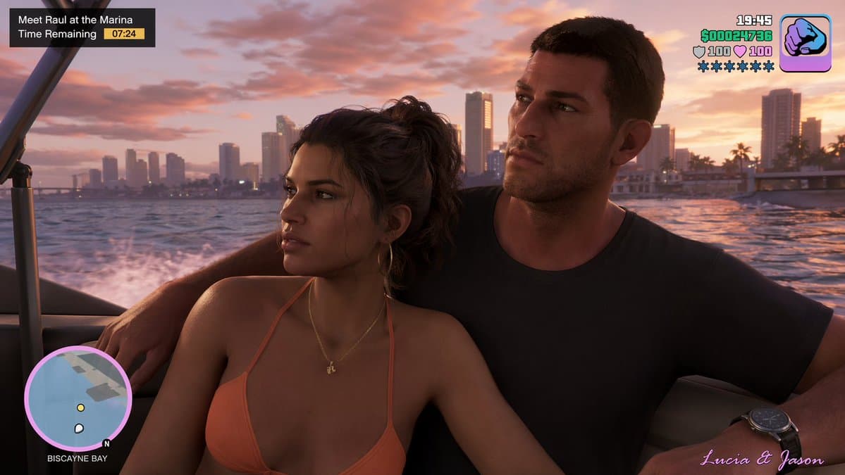 GTA 6 Screenshot with Lucia and Jason — AI Image Prompt