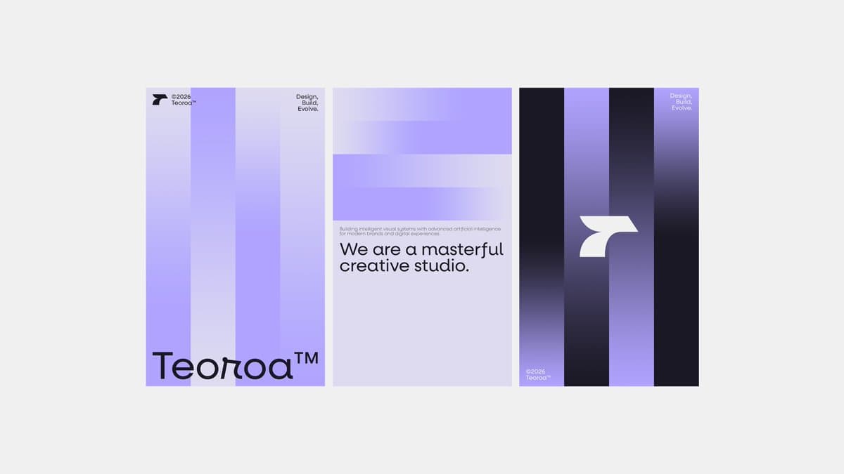 Minimalist Purple Brand Triptych Poster Mockup — Sora 2 Prompt