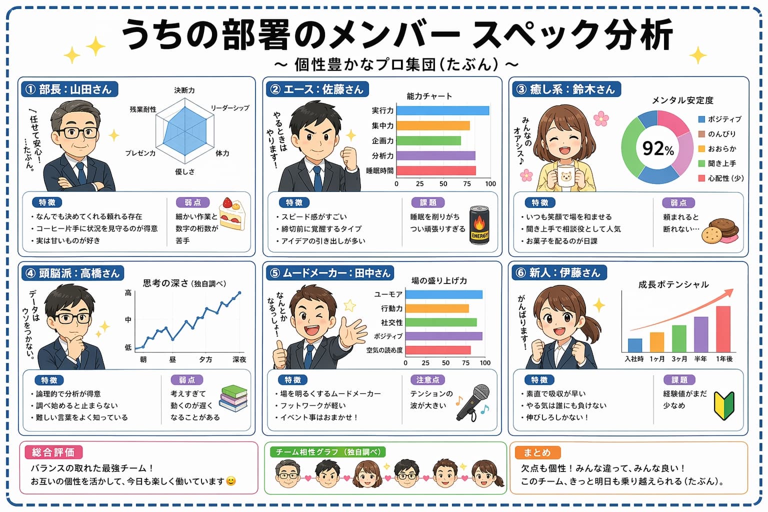 Japanese Team Spec Infographic Prompt — Chibi & Stats