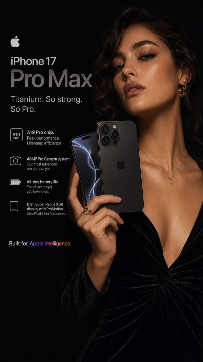 iPhone 17 Pro Max Hyper-Realistic Ad — Cinematic Prompt