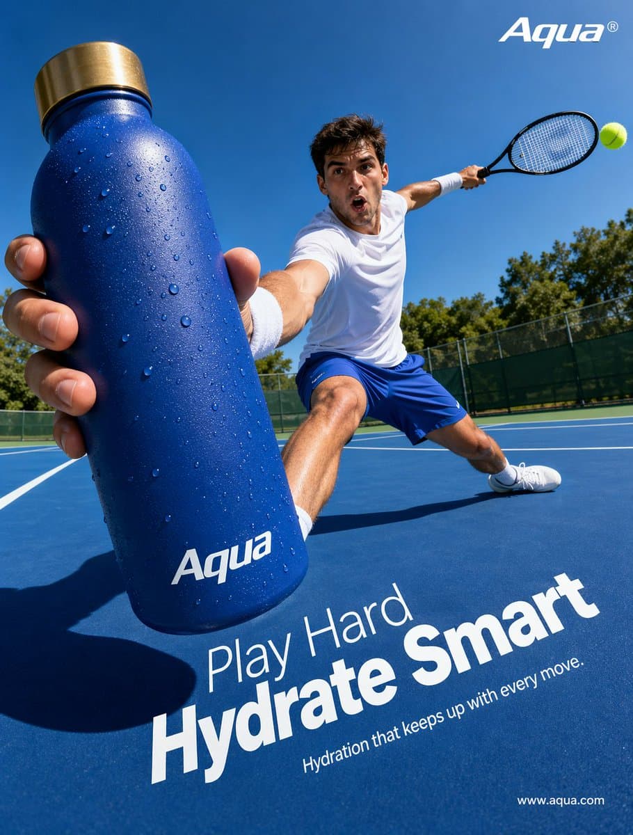 Sora 2 Prompt: Tennis Hydration Ad Poster