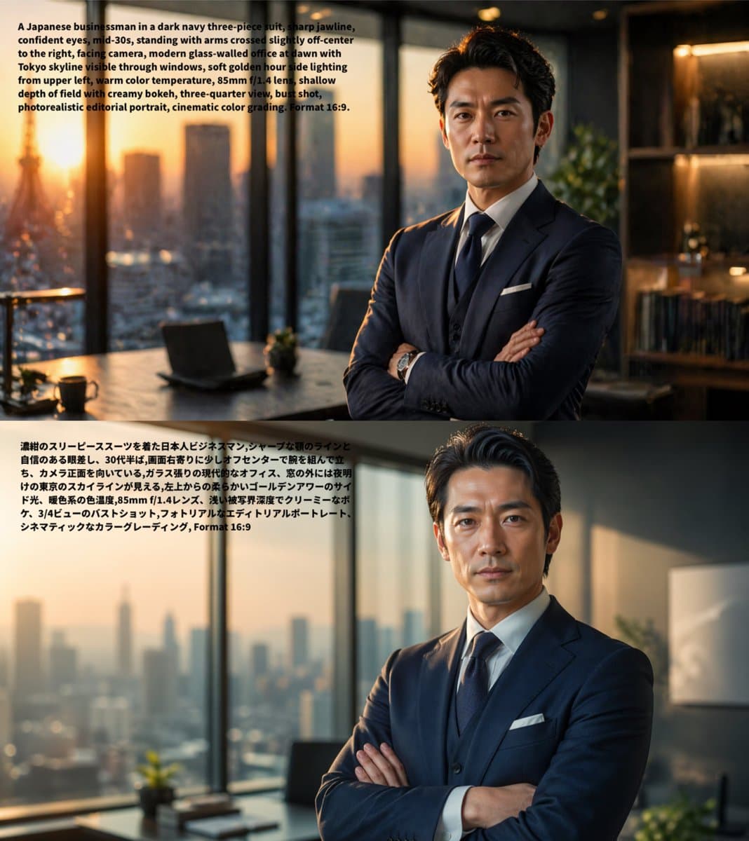 Bilingual AI Portrait Prompt Comparison — Sora 2 Prompt