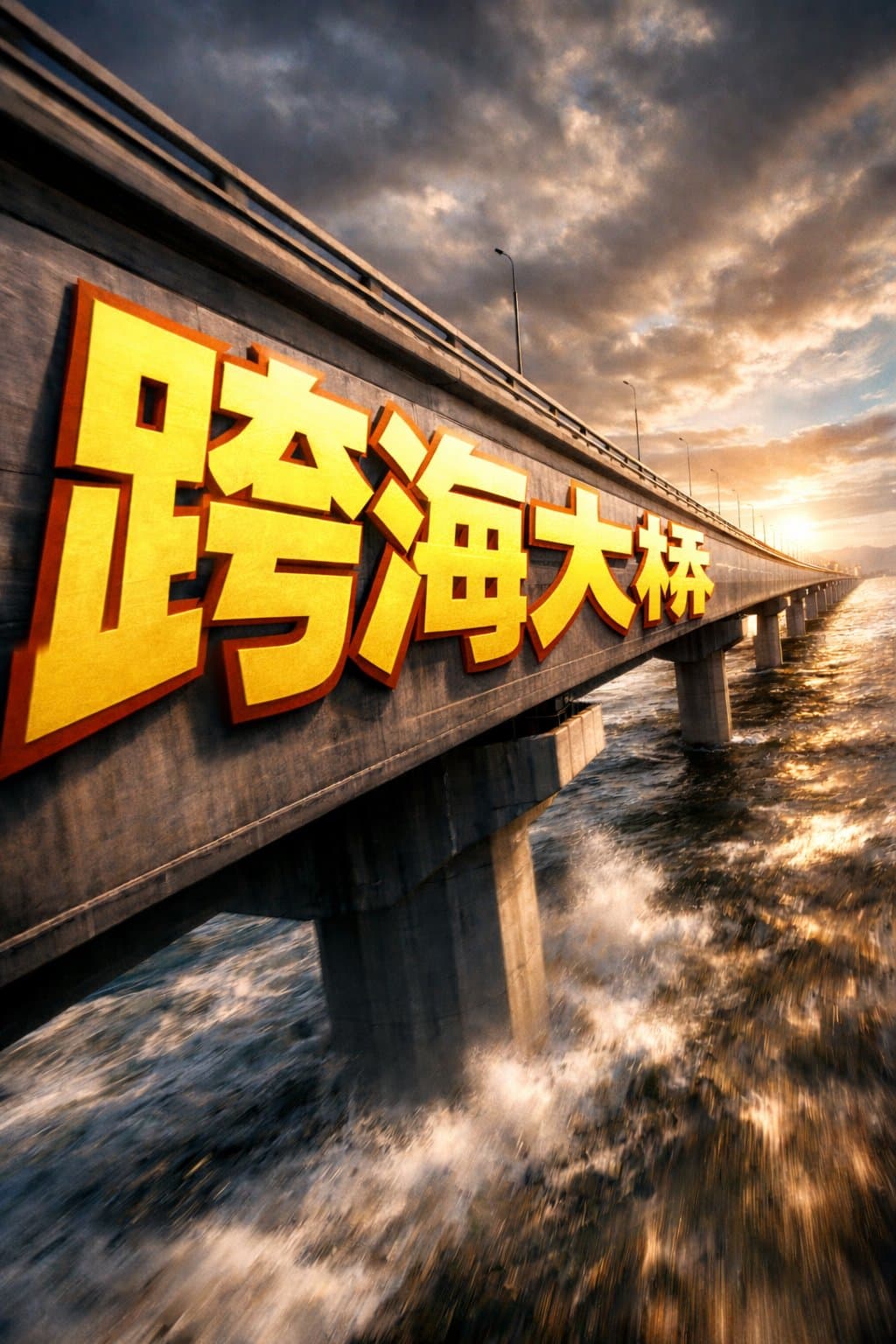 Giant Perspective Typography on Bridge — Sora 2 Prompt