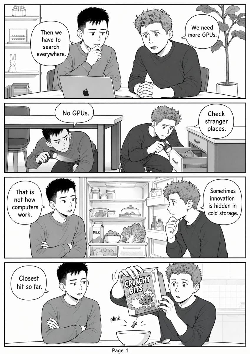 Absurd GPU Hunt: 4-Panel Manga Prompt — Sora 2