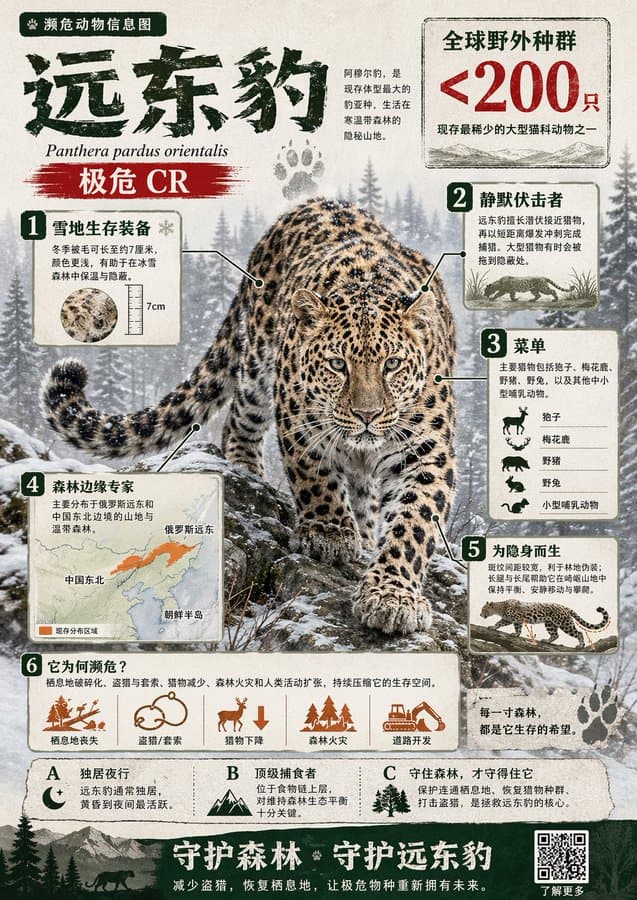 Bold Infographic: Endangered Animal (Chinese) — Sora 2 Prompt
