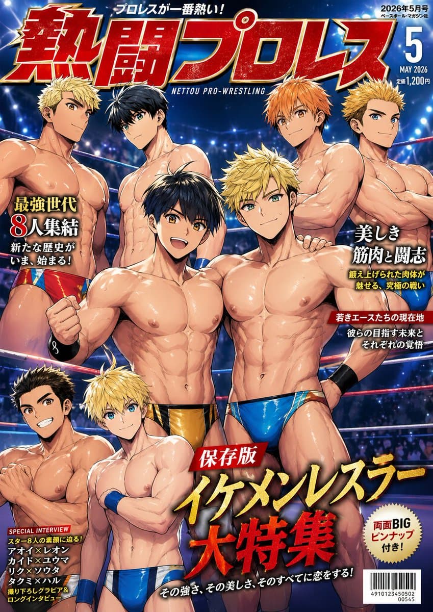 Japanese Wrestling Magazine Cover — Dramatic Manga Style Prompt