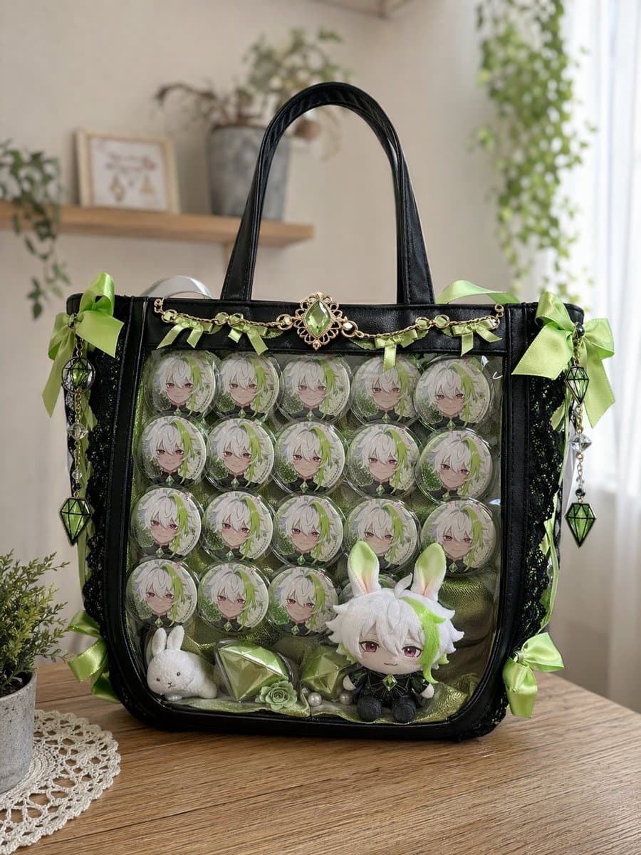 Anime Itabag with Badges & Plushie — AI Image Prompt