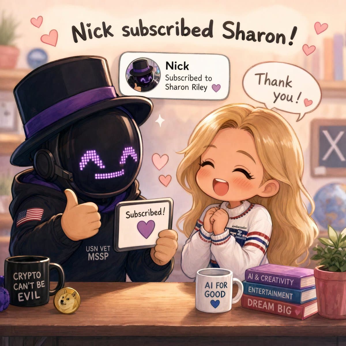 Cozy Robot Mascot Subscription Thank-You Illustration