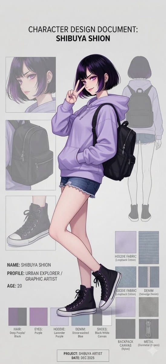 Anime Character Design Sheet — Full Reference Template
