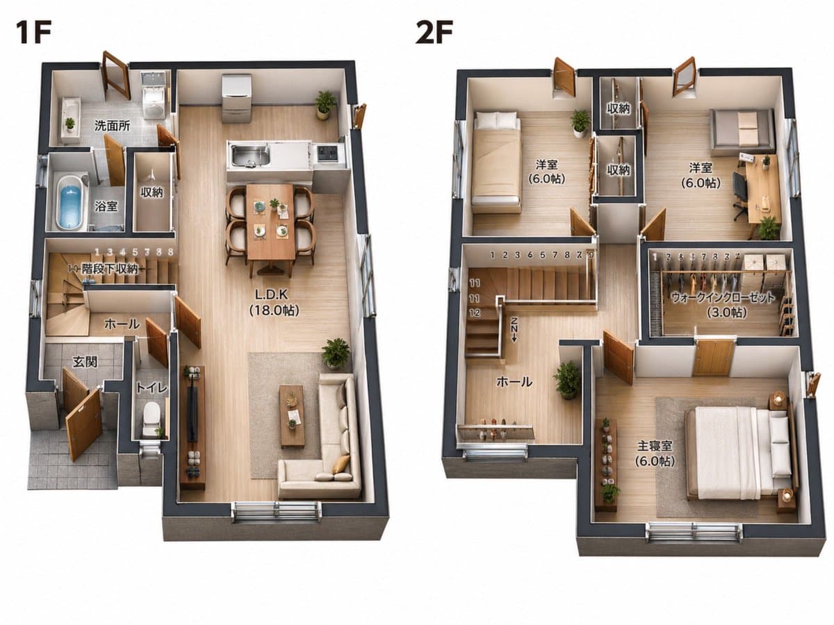 2D-Grundriss zu 3D-isometrische Immobilienvisualisierung — S