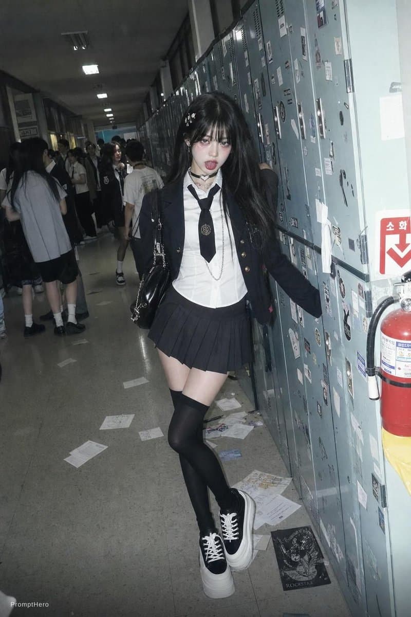 Flash Photography School Corridor Uniform — Sora 2 Prompt