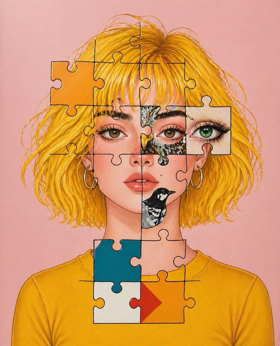 Surreal Jigsaw Portrait — Sora 2 Prompt