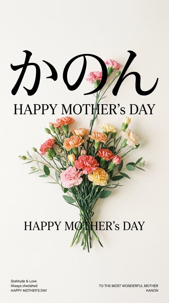 Minimalist Mother's Day Wallpaper — Sora 2 Prompt with Calligraphy & Carnations