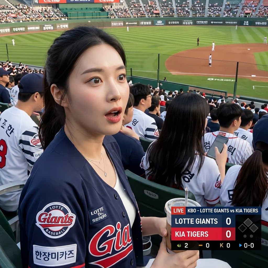 KBO Baseball Live Broadcast Fan Photo — Sora 2 Prompt