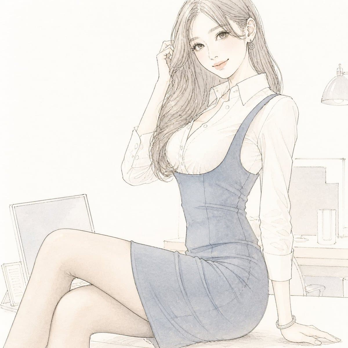 Japanese Watercolor Line Art Portrait — Sora 2 Prompt