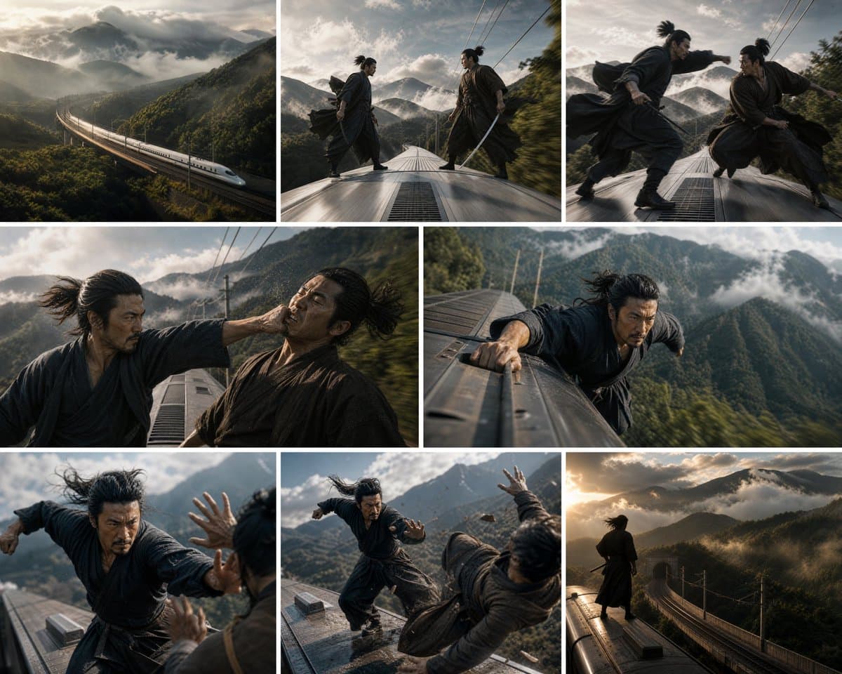 Shinkansen Rooftop Fight — Cinematic Storyboard Prompt