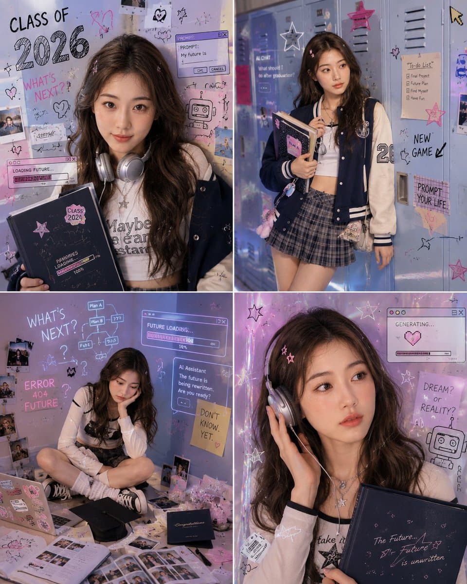 Y2K K-Pop Graduation Portrait — AI Prompt