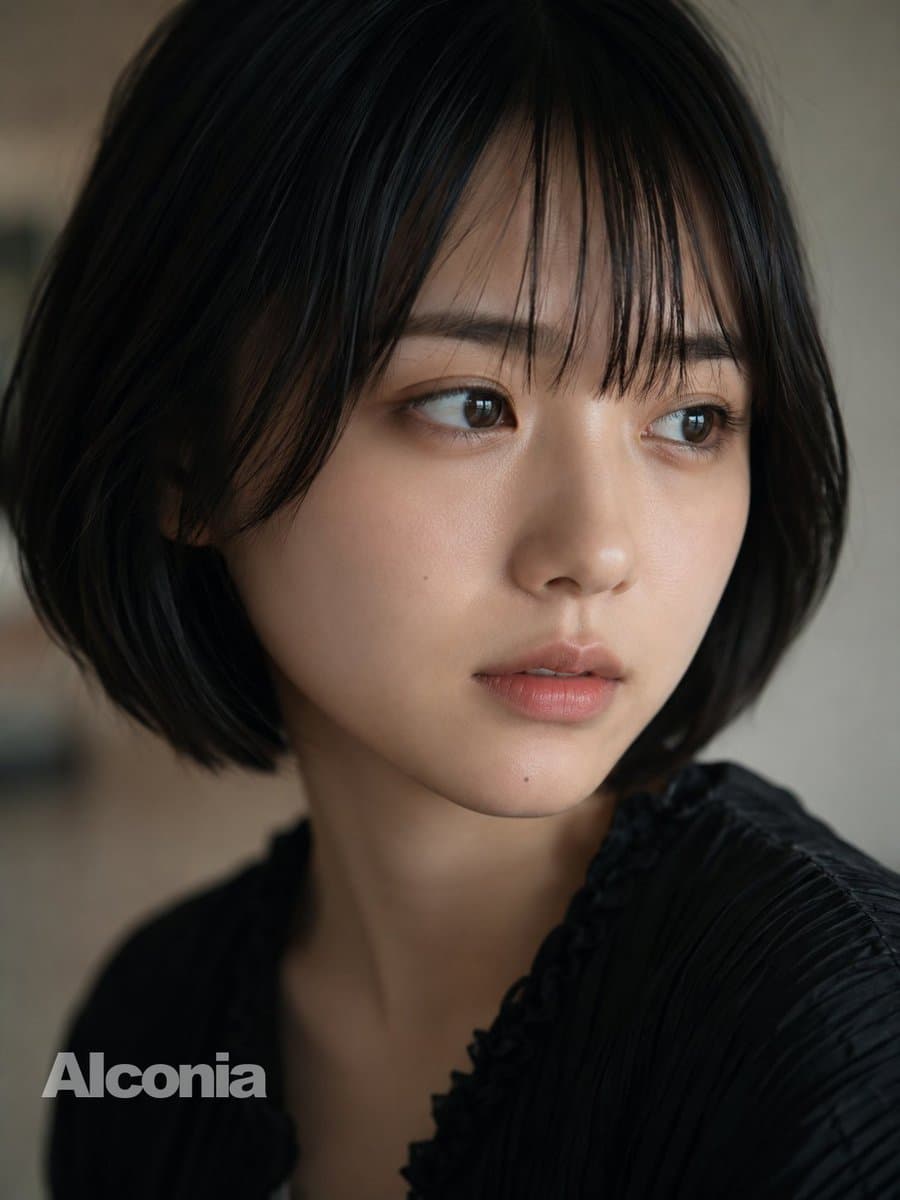 Cinematic Bob Hair Portrait with Face Obstruction — Sora 2 Prompt