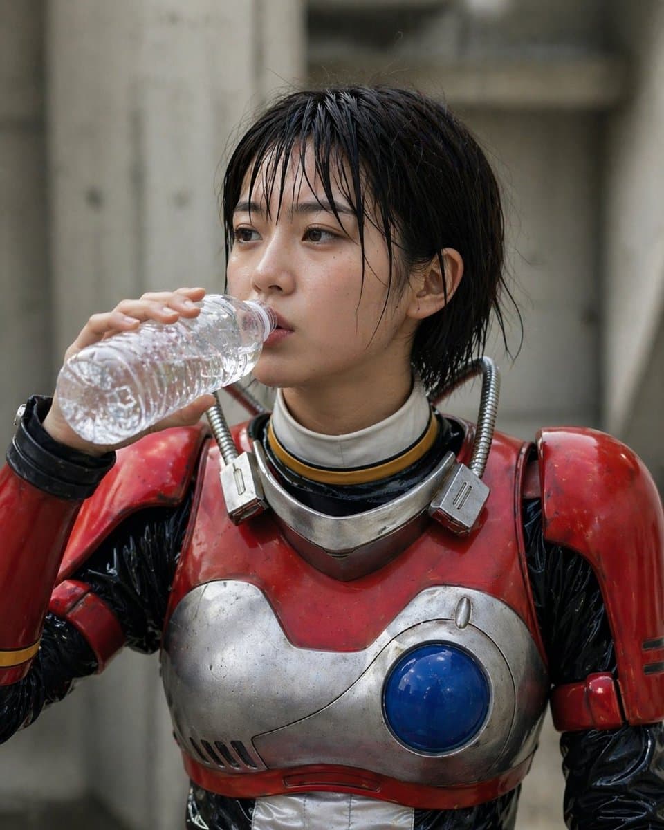 Retro Tokusatsu Armor — Realistic Cosplay Portrait Prompt