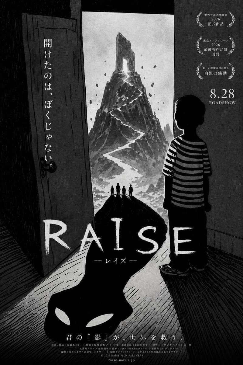 Japanisches Horror-Anime-Poster — Monotone Tusche- & Kohleze