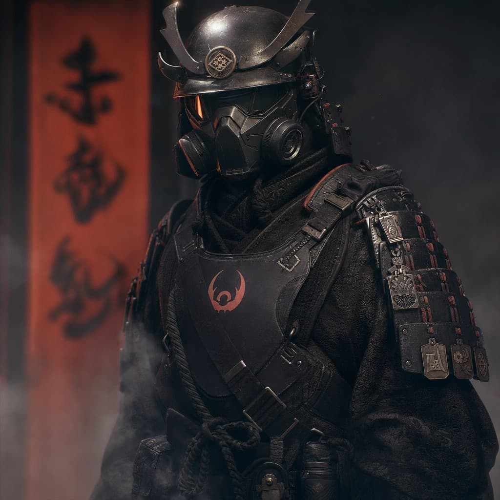 Dark Cyberpunk Samurai Portrait — Sora 2 AI Prompt