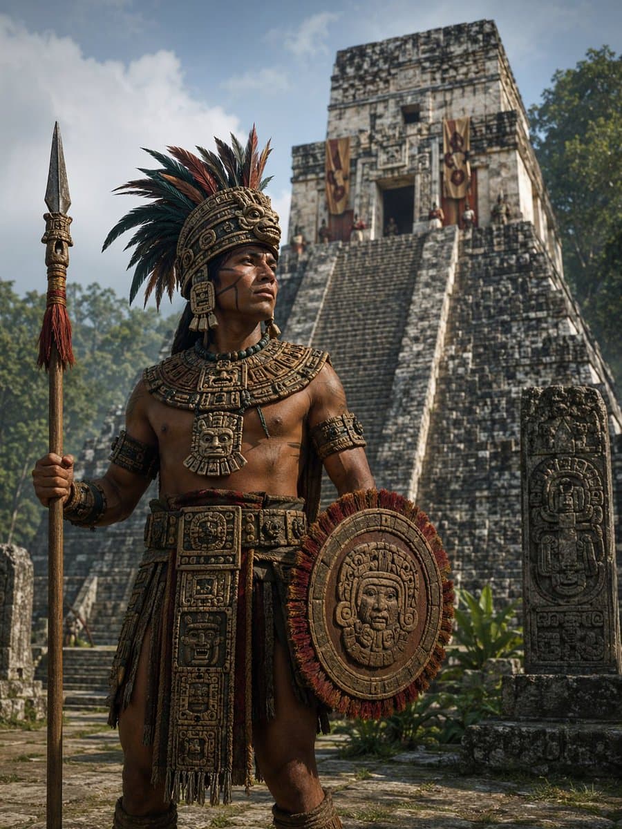 Ancient Mesoamerican Warrior — Sora 2 AI Portrait Prompt