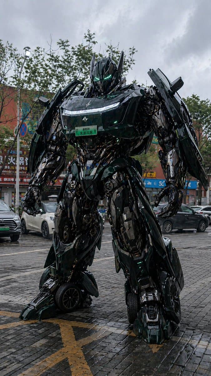 Car-to-Transformer AI Prompt — تحويل واقعي لروبوت