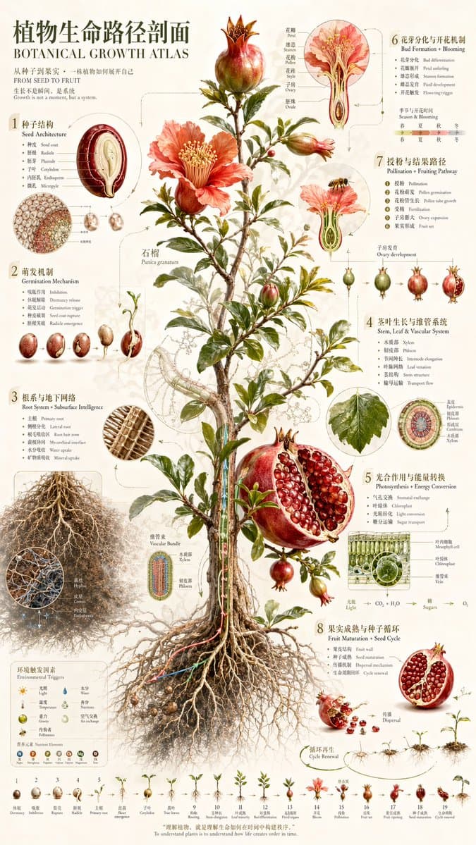 Botanical Growth Atlas — Vintage Plant Infographic Prompt