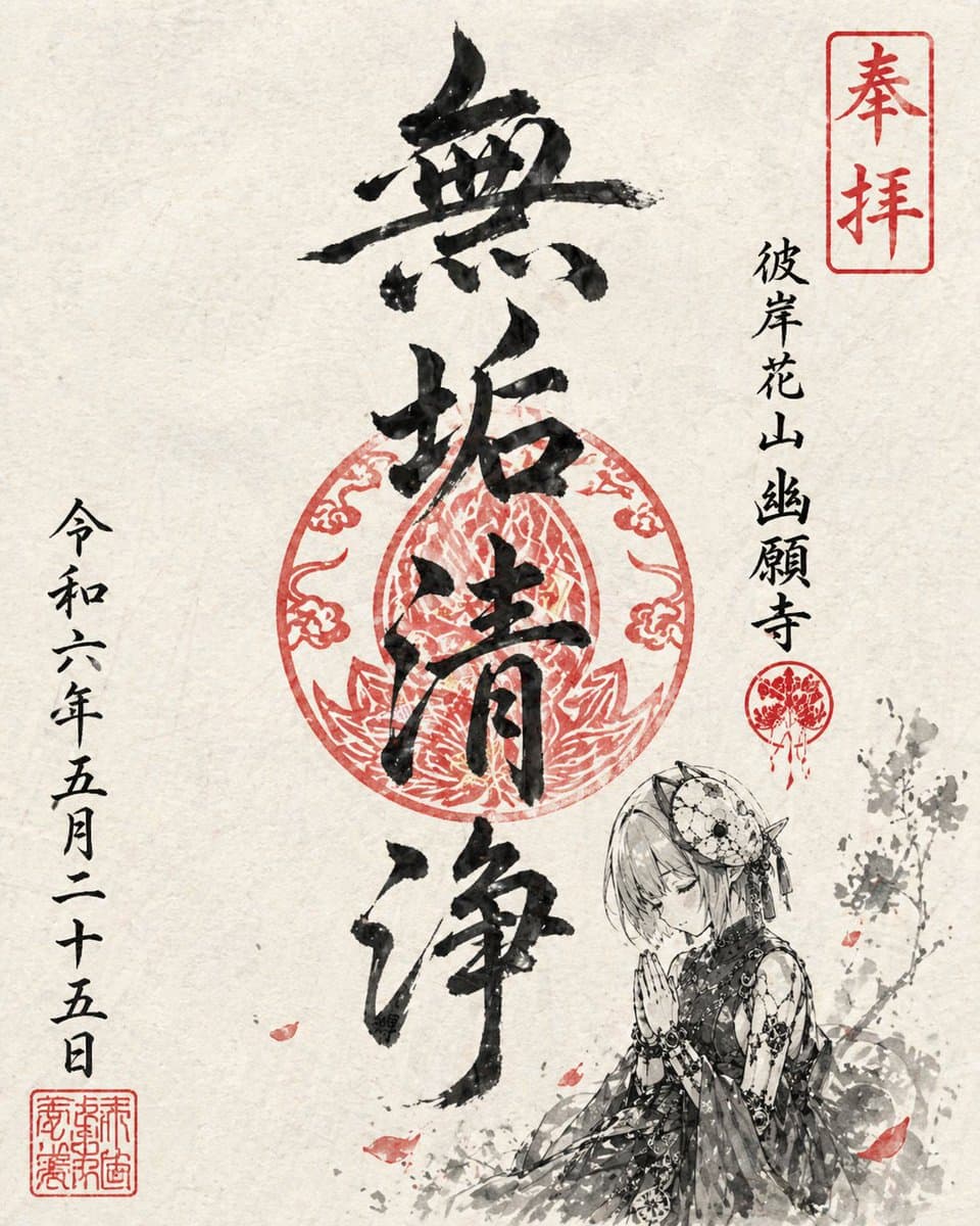 Goshuin-Stil Charakterillustration — Tusche & Zinnober Promp