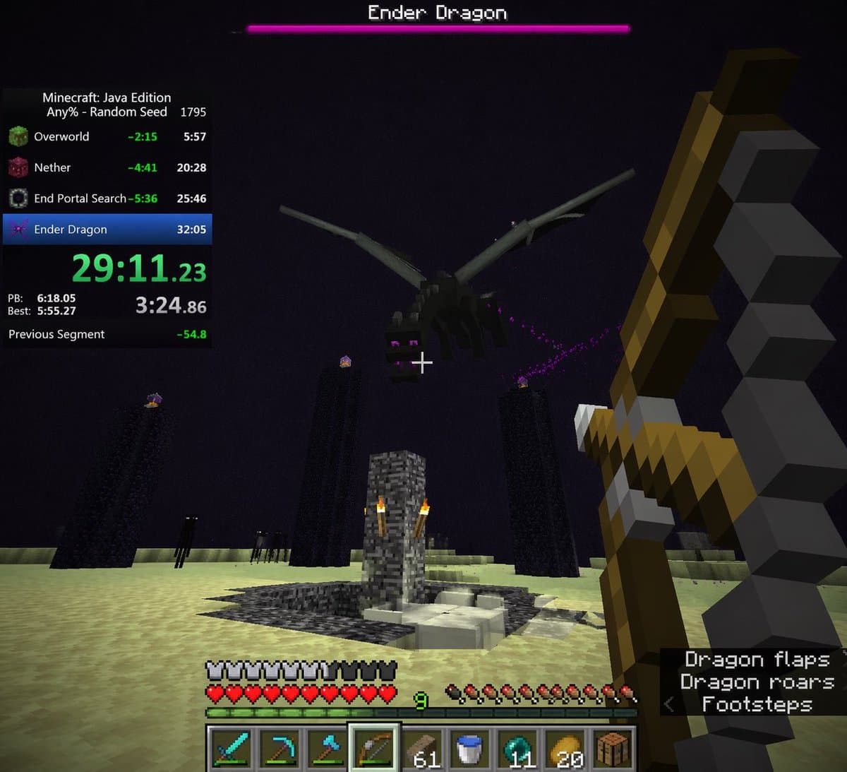 Minecraft Ender Dragon Speedrun Screenshot — Sora 2 Prompt
