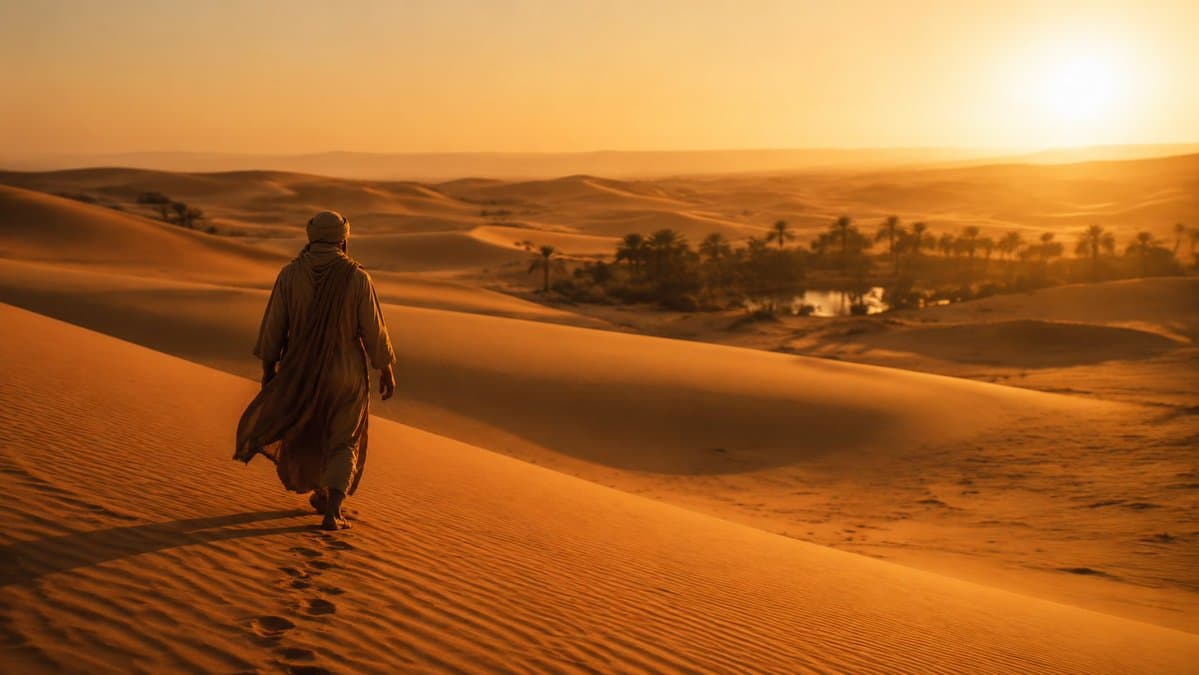 Cinematic Desert Nomad at Golden Hour — Sora 2 Prompt