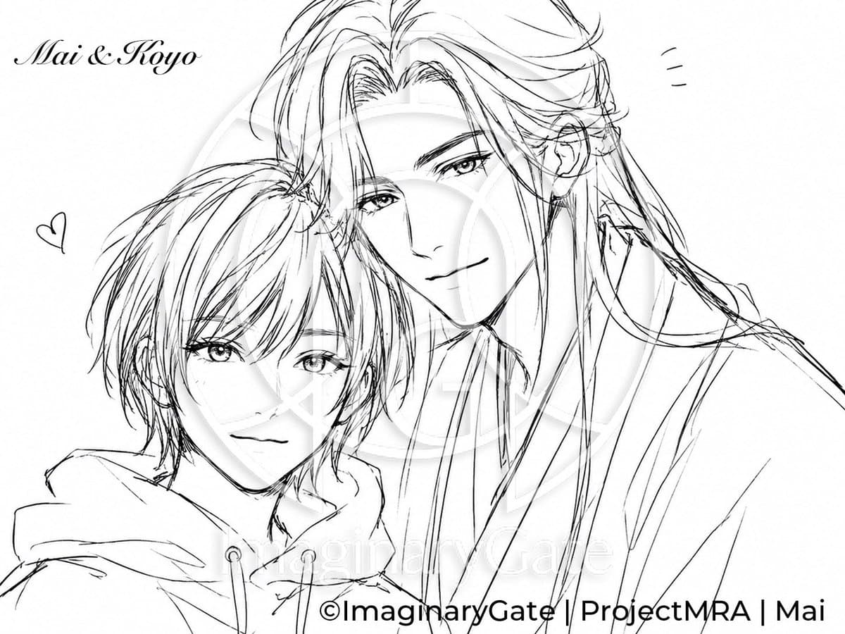 Monochrome Anime Couple Sketch — Romantic Ink Line Art Prompt