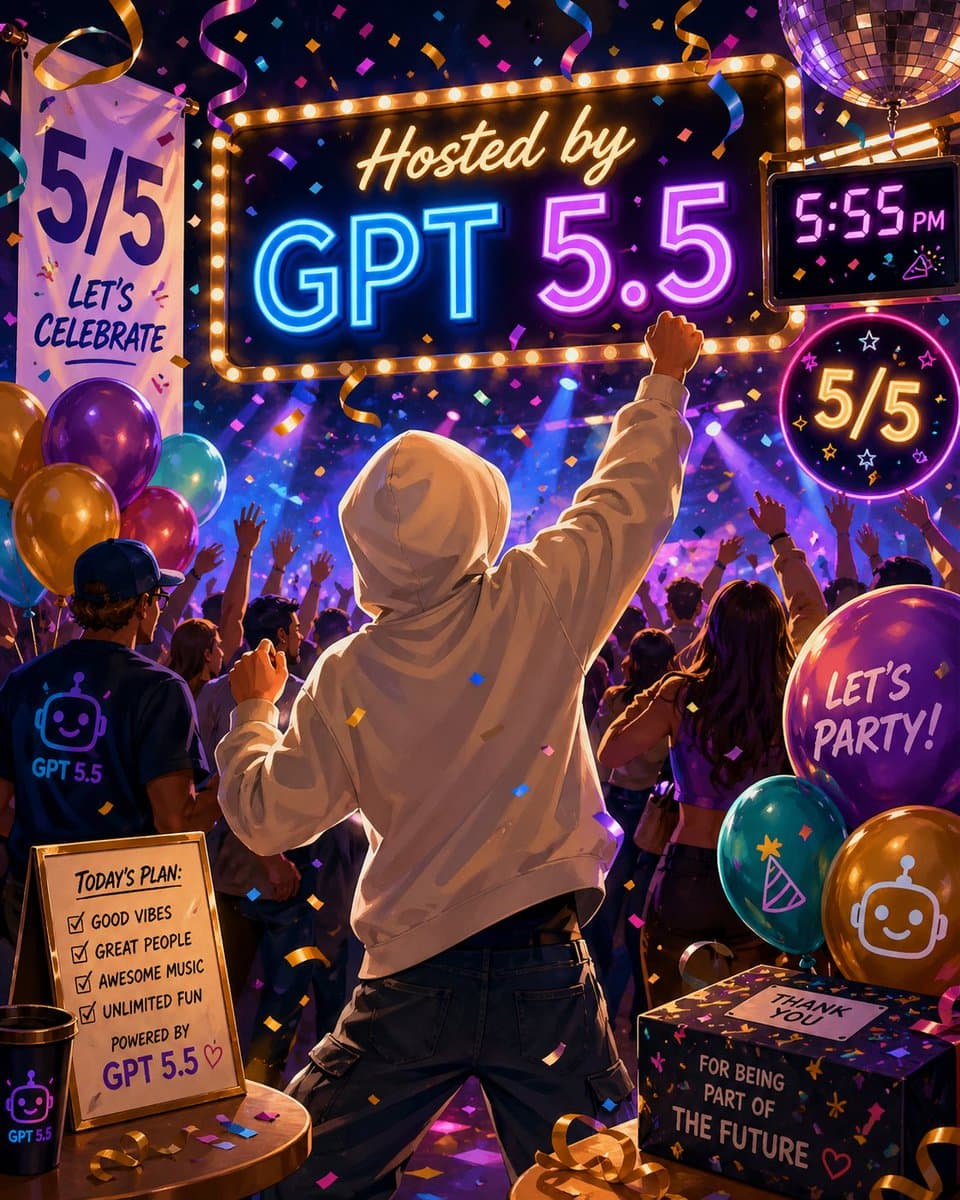 Вечеринка в честь запуска GPT 5.5 Neon Celebration Party — S