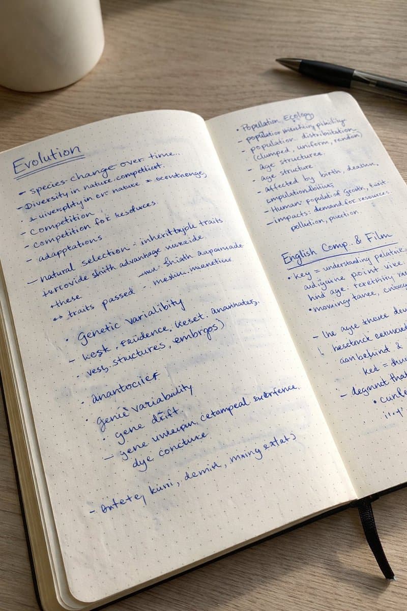 Realistic Handwritten Study Notes — Sora 2 Prompt