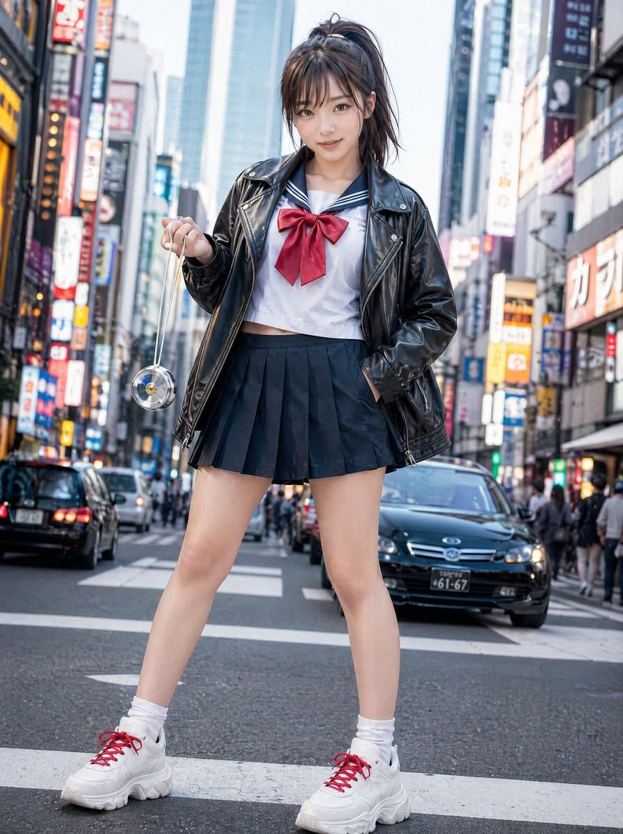 Portrait de rue Sukeban moderne — Prompt de mode urbaine de