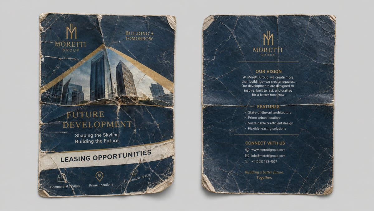 Crumpled Flyer Front & Back — Realistic Paper Texture Prompt