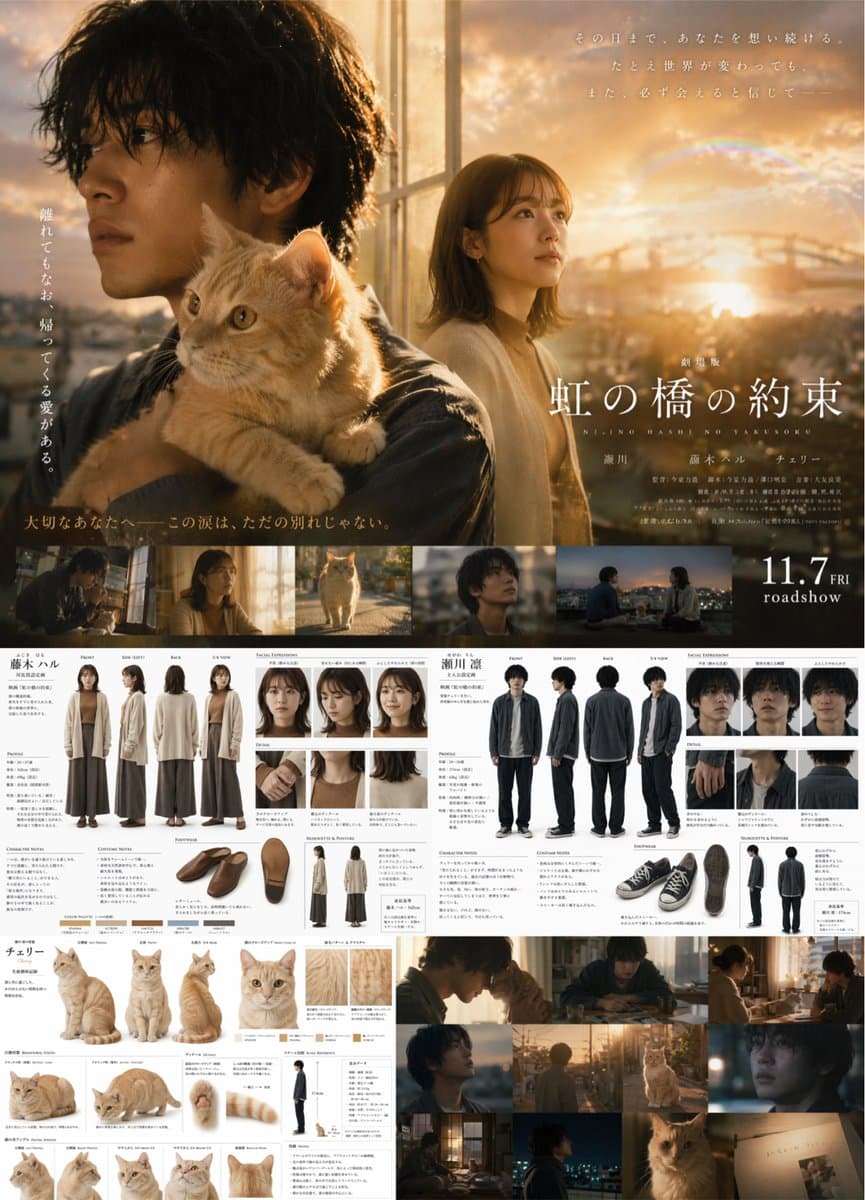 Live-Action Japanese Movie Pitch & Character Sheet — Sora 2 Prompt